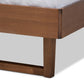 Viviana Modern and Contemporary Light Grey Fabric Upholstered and Ash Walnut Finished Wood Queen Size Platform Bed FredCo