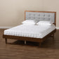 Viviana Modern and Contemporary Light Grey Fabric Upholstered and Ash Walnut Finished Wood Queen Size Platform Bed FredCo