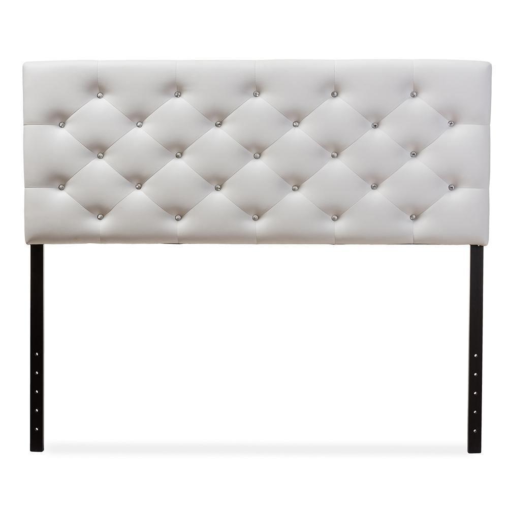 Viviana Modern and Contemporary White Faux Leather Upholstered Button-tufted Queen Size Headboard FredCo