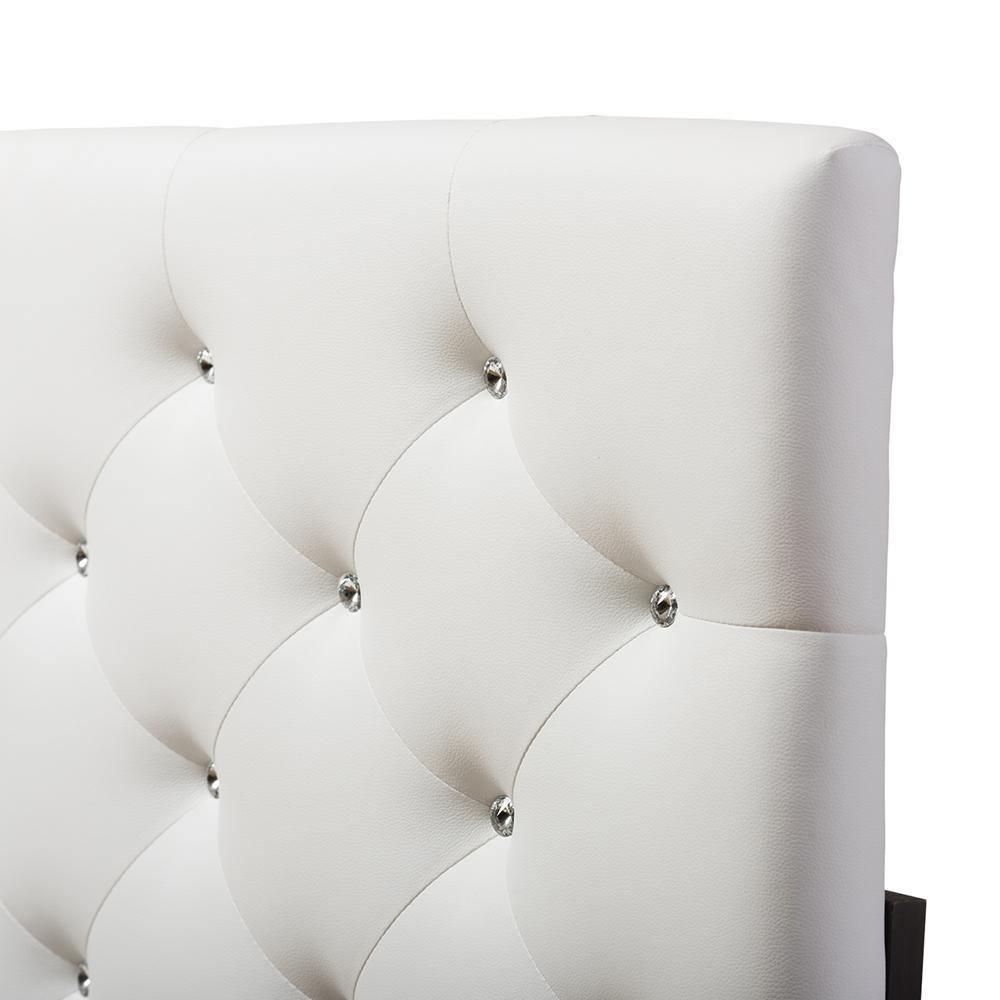 Viviana Modern and Contemporary White Faux Leather Upholstered Button-tufted Queen Size Headboard FredCo