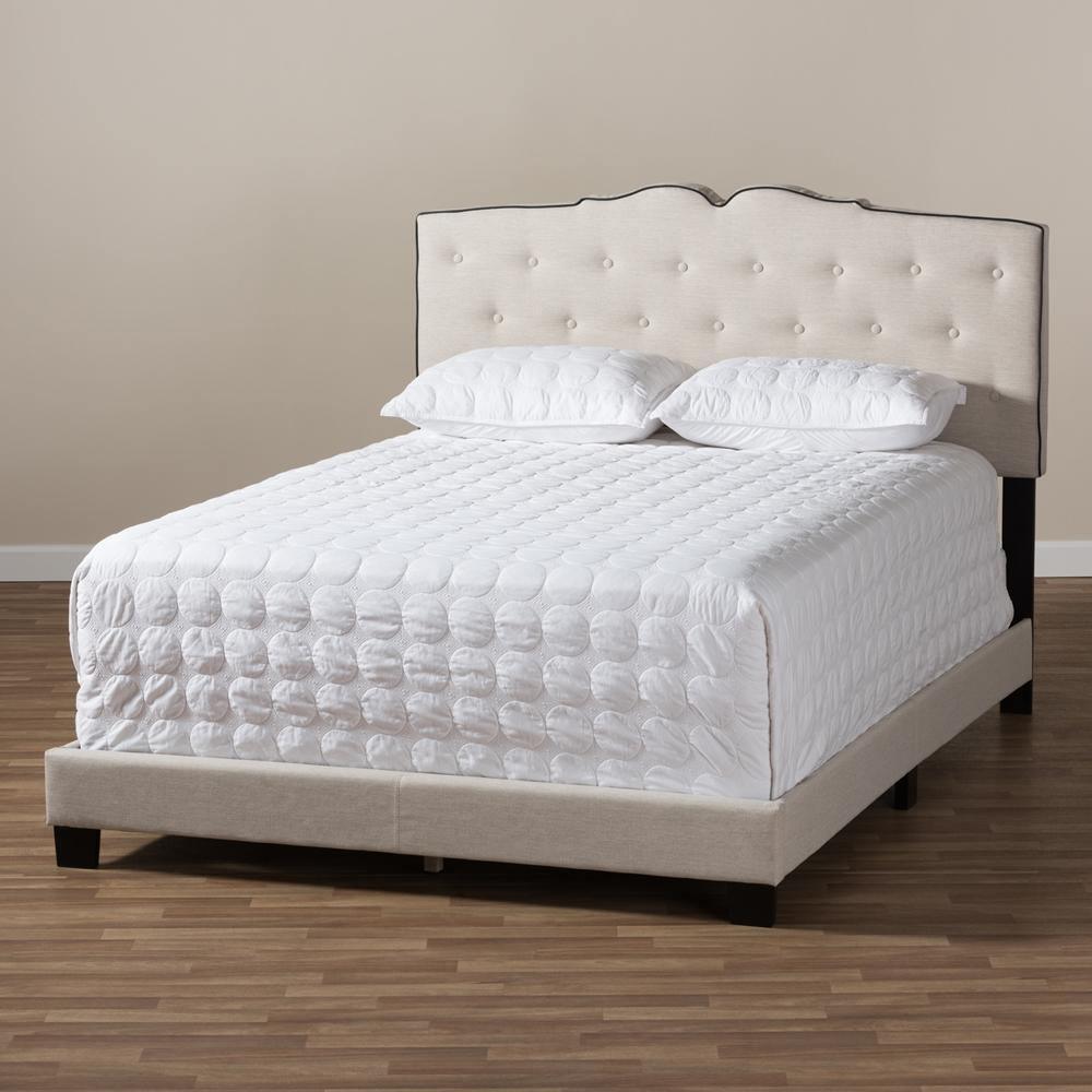 Vivienne Modern and Contemporary Light Beige Fabric Upholstered Full Size Bed FredCo
