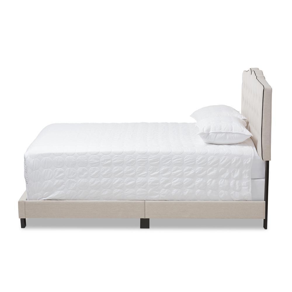 Vivienne Modern and Contemporary Light Beige Fabric Upholstered Full Size Bed FredCo