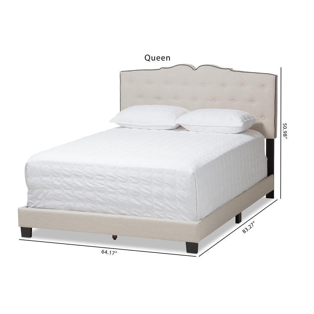 Vivienne Modern and Contemporary Light Beige Fabric Upholstered Full Size Bed FredCo
