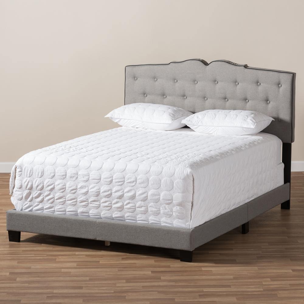 Vivienne Modern and Contemporary Light Grey Fabric Upholstered Queen Size Bed FredCo