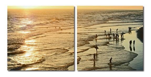 Wading in the Waves Mounted Photography Print Diptych FredCo