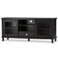 Walda 60-Inch Greyish Dark Brown Wood TV Cabinet with 2 Sliding Doors and 1 Drawer FredCo