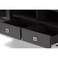 Walda 70-Inch Greyish Dark Brown Wood TV Cabinet with 2 Sliding Doors and 2 Drawers FredCo