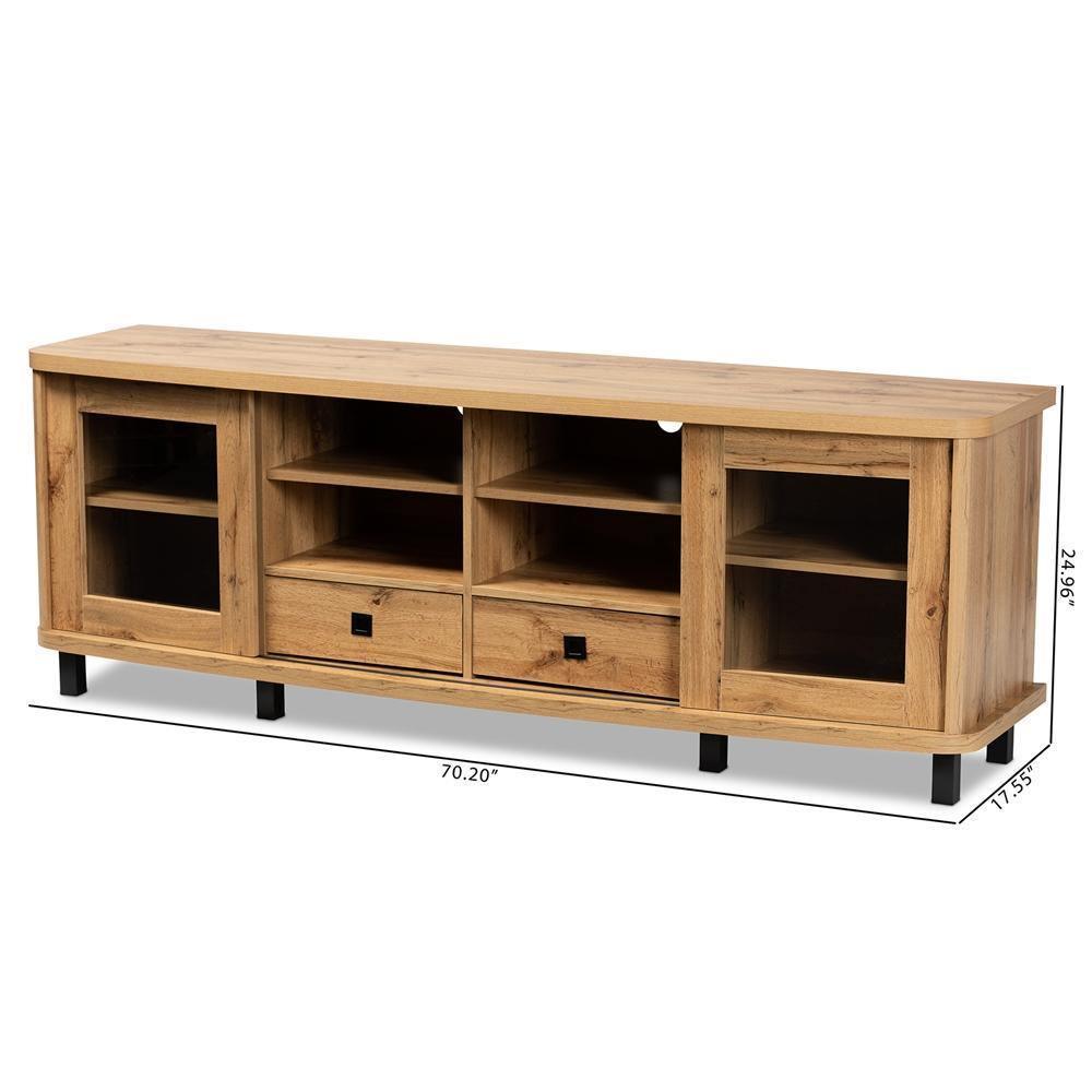 Walda Modern and Contemporary Oak Brown Finished Wood 2-Drawer TV Stand FredCo