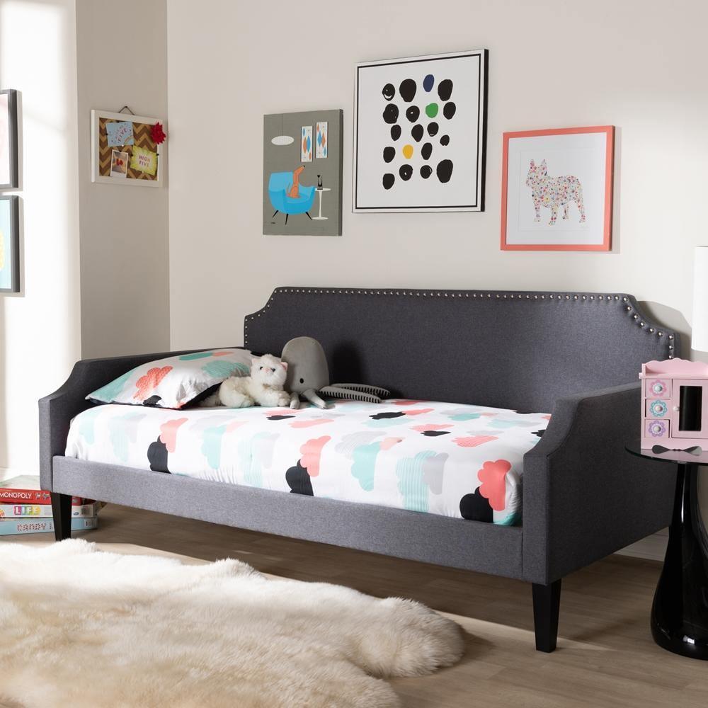 Walden Modern and Contemporary Grey Fabric Upholstered Twin Size Sofa Daybed FredCo