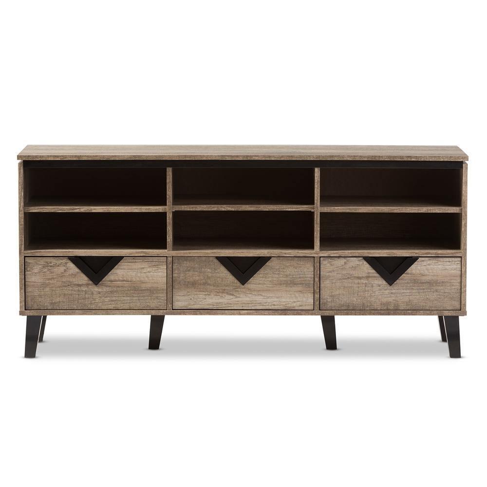 Wales Modern and Contemporary Light Brown Wood 55-Inch TV Stand FredCo