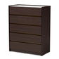 Walker Modern and Contemporary Dark Brown and Gold Finished Wood 5-Drawer Chest with Faux Marble Top FredCo