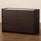 Walker Modern and Contemporary Dark Brown and Gold Finished Wood 6-Drawer Dresser with Faux Marble Top FredCo