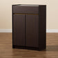 Walker Modern and Contemporary Dark Brown and Gold Finished Wood Shoe Cabinet with Faux Marble Top FredCo