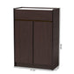 Walker Modern and Contemporary Dark Brown and Gold Finished Wood Shoe Cabinet with Faux Marble Top FredCo