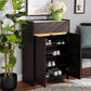 Walker Modern and Contemporary Dark Brown and Gold Finished Wood Shoe Cabinet with Faux Marble Top FredCo