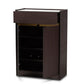Walker Modern and Contemporary Dark Brown and Gold Finished Wood Shoe Cabinet with Faux Marble Top FredCo