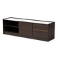 Walker Modern and Contemporary Dark Brown and Gold Finished Wood TV Stand with Faux Marble Top FredCo