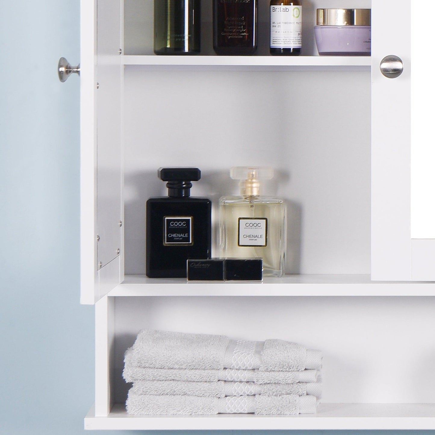Wall Mounted Bathroom Cabinet with 2 Mirror Doors and Adjustable Shelf FredCo