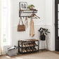 Wall-Mounted Coat Rack with Hanging Rod, Rustic Brown FredCo