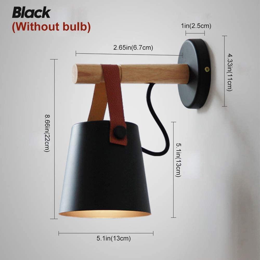Wall Sconce Lighting Fixture,Black and White Wall lamp Brown Leather and Wood FredCo