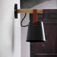 Wall Sconce Lighting Fixture,Black and White Wall lamp Brown Leather and Wood FredCo