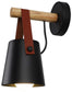 Wall Sconce Lighting Fixture,Black and White Wall lamp Brown Leather and Wood FredCo