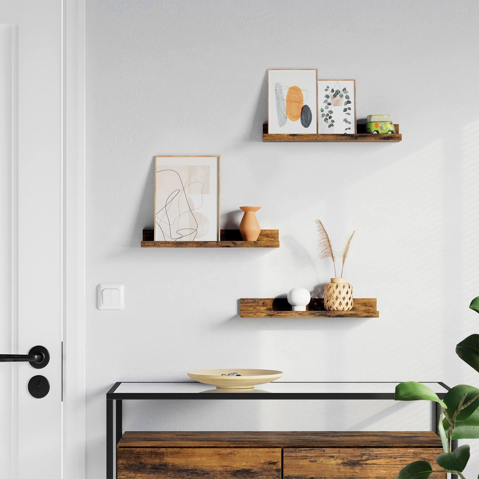 Wall Shelves Set of 3 Rustic Brown FredCo