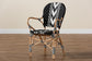 Wallis Modern French Two-Tone Black and White Weaving and Natural Rattan Indoor Dining Chair FredCo