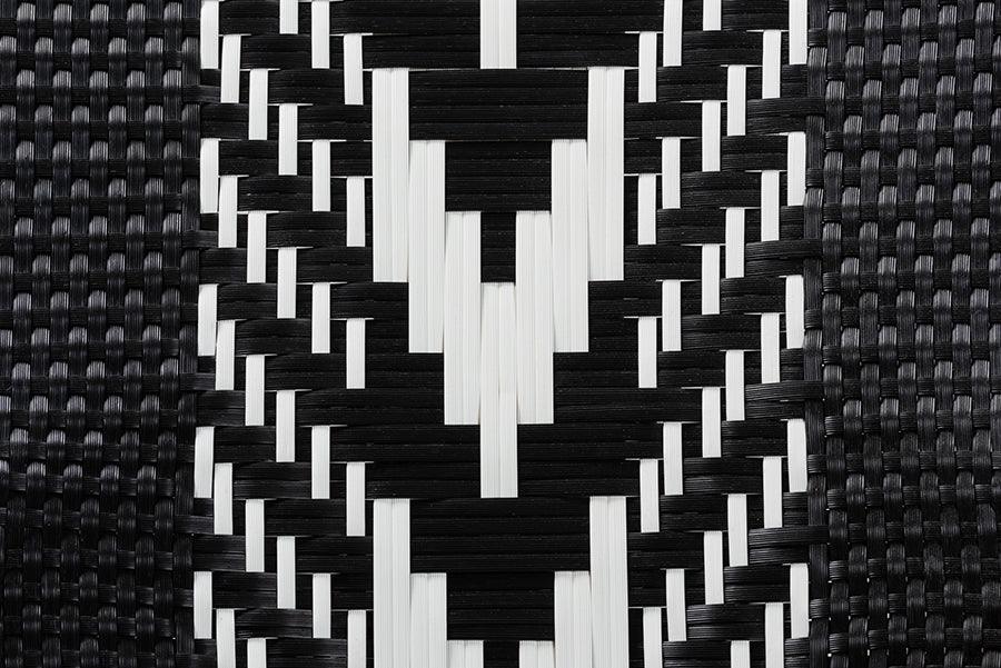 Wallis Modern French Two-Tone Black and White Weaving and Natural Rattan Indoor Dining Chair FredCo