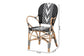 Wallis Modern French Two-Tone Black and White Weaving and Natural Rattan Indoor Dining Chair FredCo
