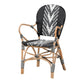 Wallis Modern French Two-Tone Black and White Weaving and Natural Rattan Indoor Dining Chair FredCo