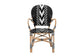 Wallis Modern French Two-Tone Black and White Weaving and Natural Rattan Indoor Dining Chair FredCo