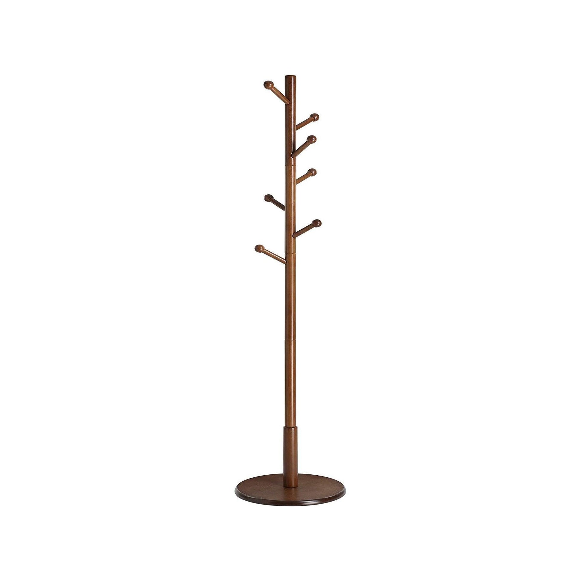 Walnut Color Coat Rack with 7 Rounded Hooks FredCo