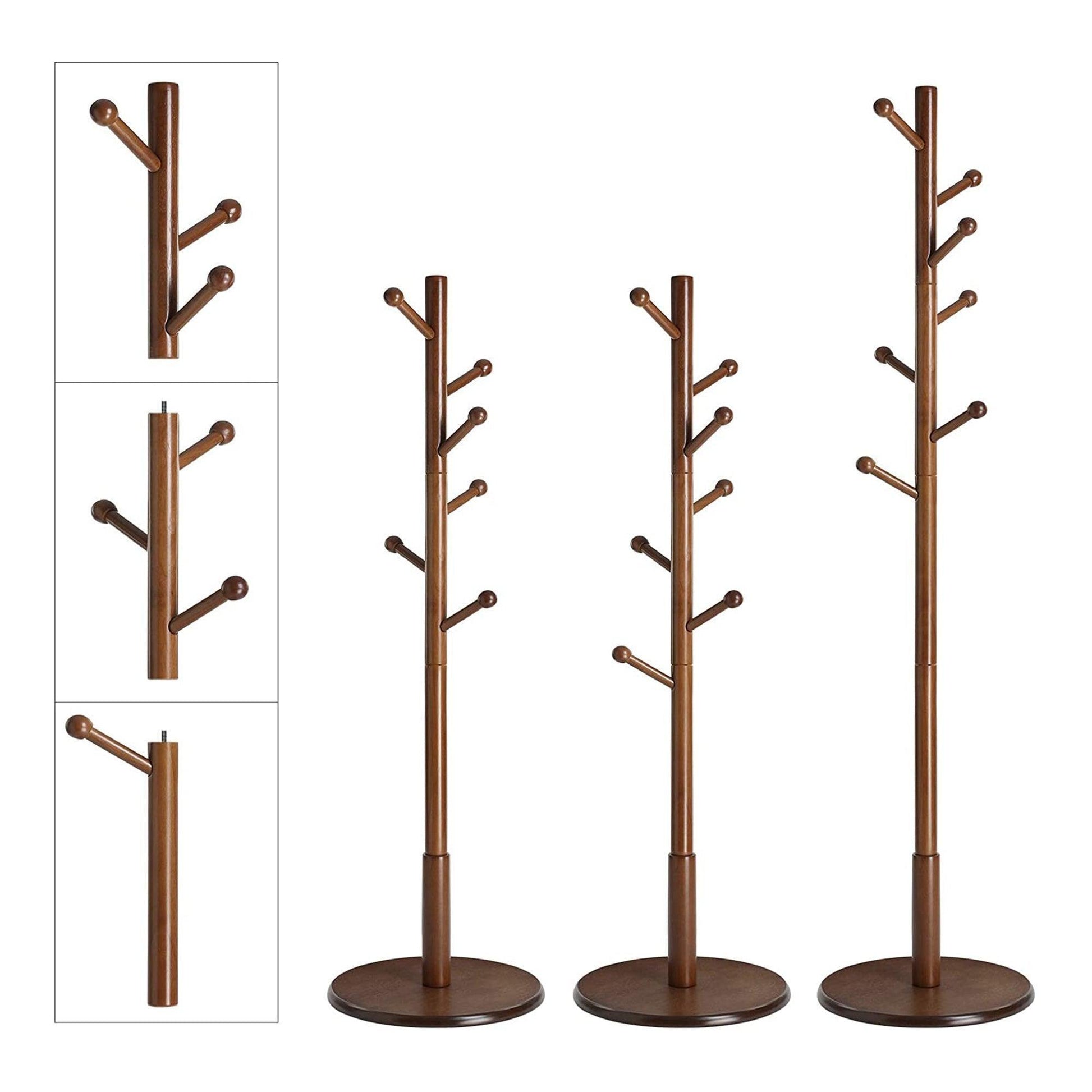 Walnut Color Coat Rack with 7 Rounded Hooks FredCo