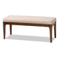 Walsh Mid-Century Modern Beige Fabric Upholstered and Walnut Brown Finished Wood Dining Bench FredCo