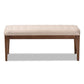 Walsh Mid-Century Modern Beige Fabric Upholstered and Walnut Brown Finished Wood Dining Bench FredCo