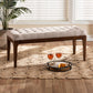 Walsh Mid-Century Modern Beige Fabric Upholstered and Walnut Brown Finished Wood Dining Bench FredCo