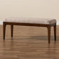 Walsh Mid-Century Modern Beige Fabric Upholstered and Walnut Brown Finished Wood Dining Bench FredCo
