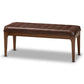 Walsh Mid-Century Modern Dark Brown Leather-Effect Polyester Fabric Upholstered and Walnut Brown Finished Wood Dining Bench FredCo