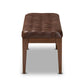 Walsh Mid-Century Modern Dark Brown Leather-Effect Polyester Fabric Upholstered and Walnut Brown Finished Wood Dining Bench FredCo