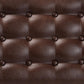 Walsh Mid-Century Modern Dark Brown Leather-Effect Polyester Fabric Upholstered and Walnut Brown Finished Wood Dining Bench FredCo