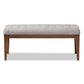 Walsh Mid-Century Modern Grey Fabric Upholstered and Walnut Brown Finished Wood Dining Bench FredCo