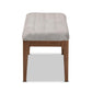 Walsh Mid-Century Modern Grey Fabric Upholstered and Walnut Brown Finished Wood Dining Bench FredCo