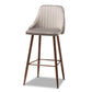 Walter Mid-Century Contemporary Grey Velvet Fabric Upholstered and Walnut Finished 4-Piece Bar Stool Set FredCo