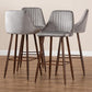 Walter Mid-Century Contemporary Grey Velvet Fabric Upholstered and Walnut Finished 4-Piece Bar Stool Set FredCo