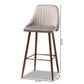 Walter Mid-Century Contemporary Grey Velvet Fabric Upholstered and Walnut Finished 4-Piece Bar Stool Set FredCo