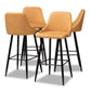 Walter Mid-Century Contemporary Tan Faux Leather Upholstered and Black Metal 4-Piece Bar Stool Set FredCo