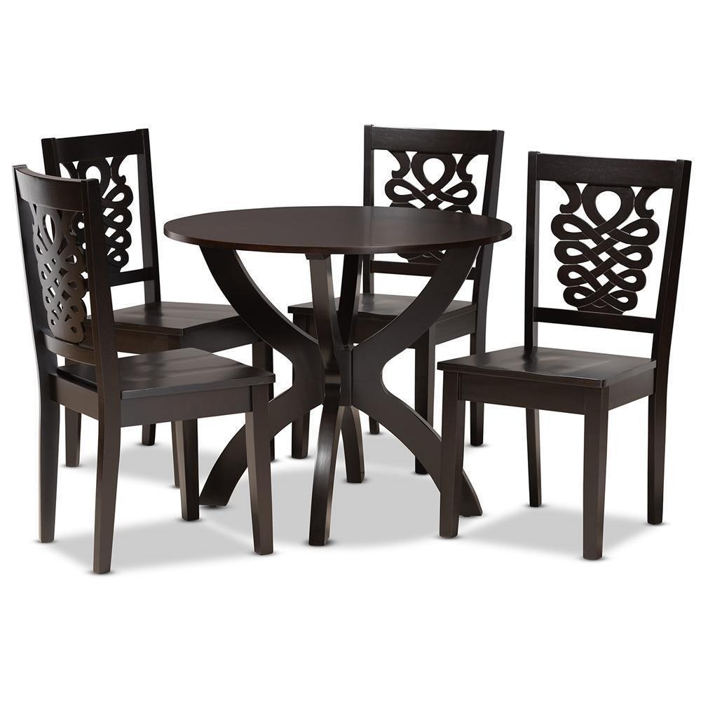 Wanda Modern and Contemporary Transitional Dark Brown Finished Wood 5-Piece Dining Set FredCo