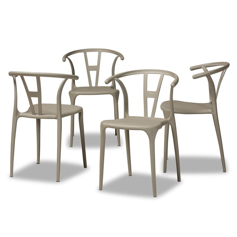 Warner Modern and Contemporary Beige Plastic 4-Piece Dining Chair Set FredCo