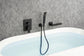 Waterfall Wall Mounted Bathtub Faucet with Hand Shower Swivel Tub Filler Faucet Solid Brass FredCo